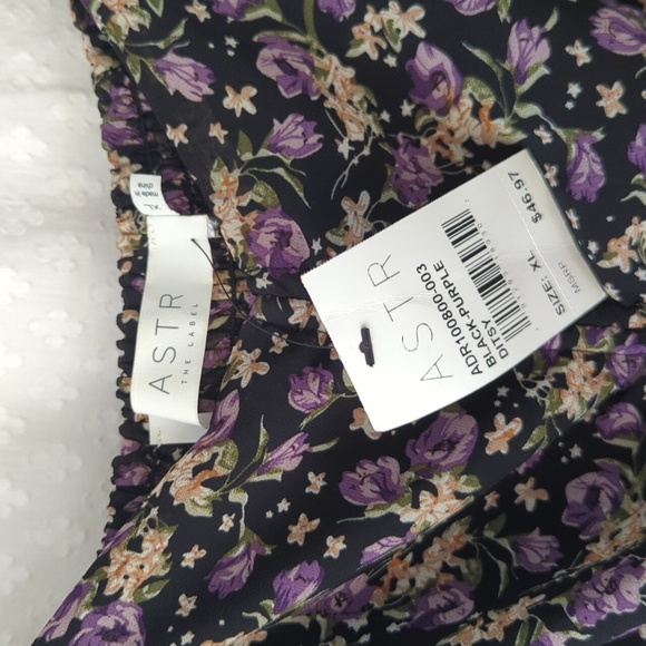 Astr Asymmetrical Floral Dress in Black and Purple Ditsy Print Women's XL - Picture 5 of 9